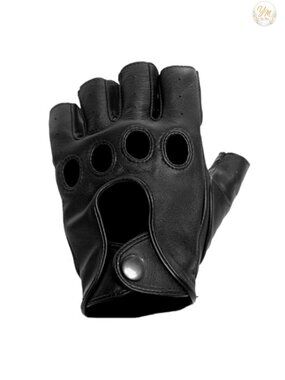 Fingerless Unlined Sheepskin Leather Driving Gloves Open Knuckle